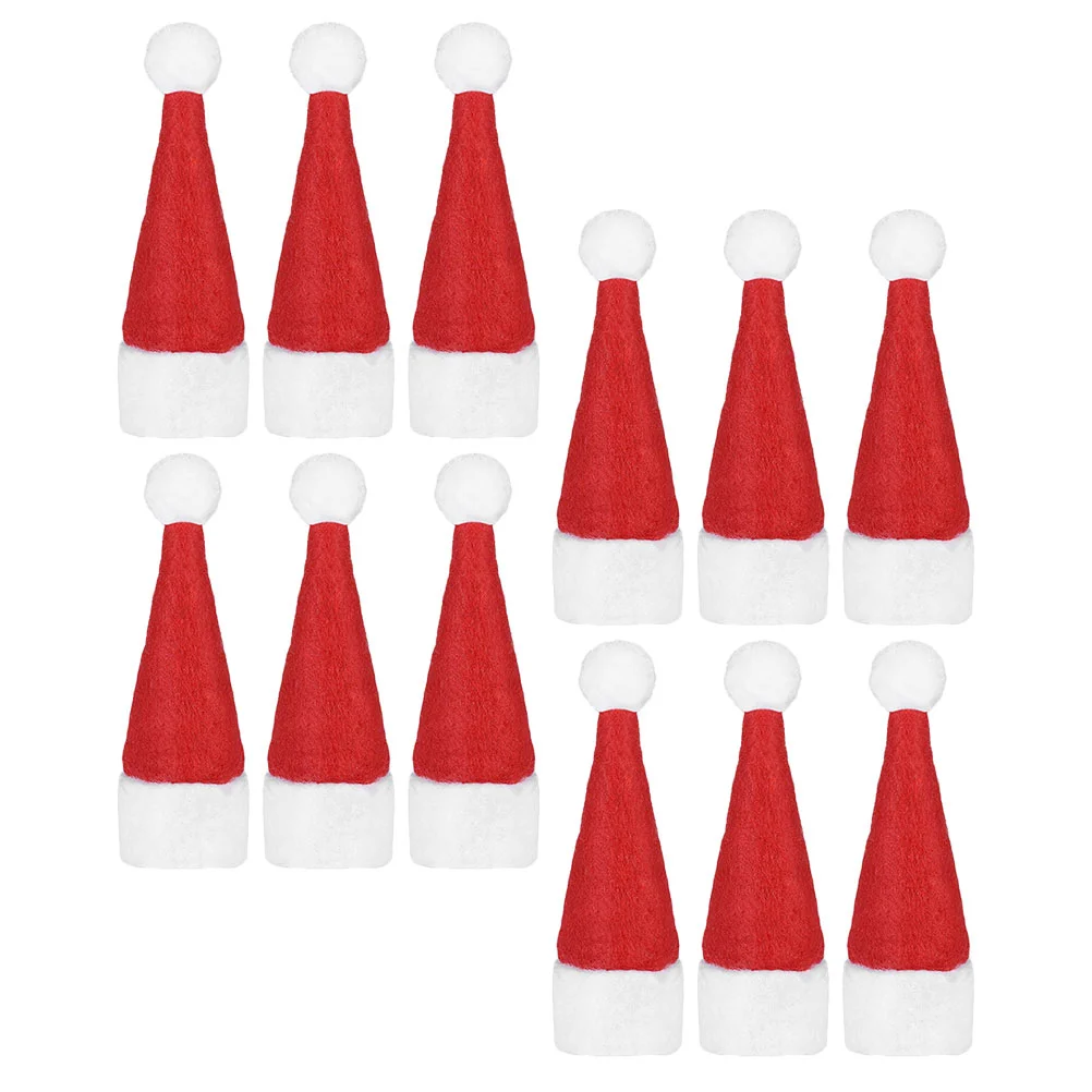 50 Pcs Mini Santa Hat Non woven Fabric Christmas Lollipop Hat Xmas Party nament Reusable Holiday Props Festive Tableware Cover