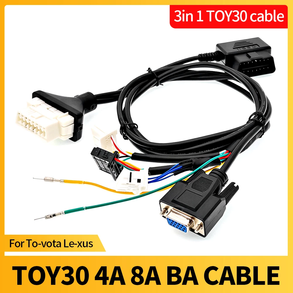 TOY30 Cable 4A 8A BA Connector 3 In 1 Smart Key Cable for Toyota for Lexus 16pin OBD Cable for K518 Xhorse Key Tool