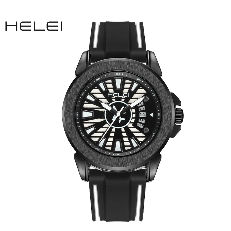 

Fashion Trend Men's Waterproof Quartz Watch Dual Color Silicone Strap Sports Creative Design for Male Students