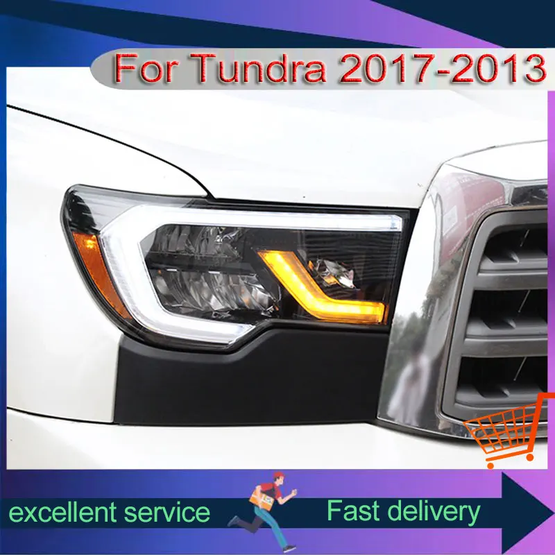 Car For Toyota 07-13 Tundra Sequoia Front Lamp Upgrade DRL Headlight Dynamic Turn Signal LED Projector Lens Auto Accessories