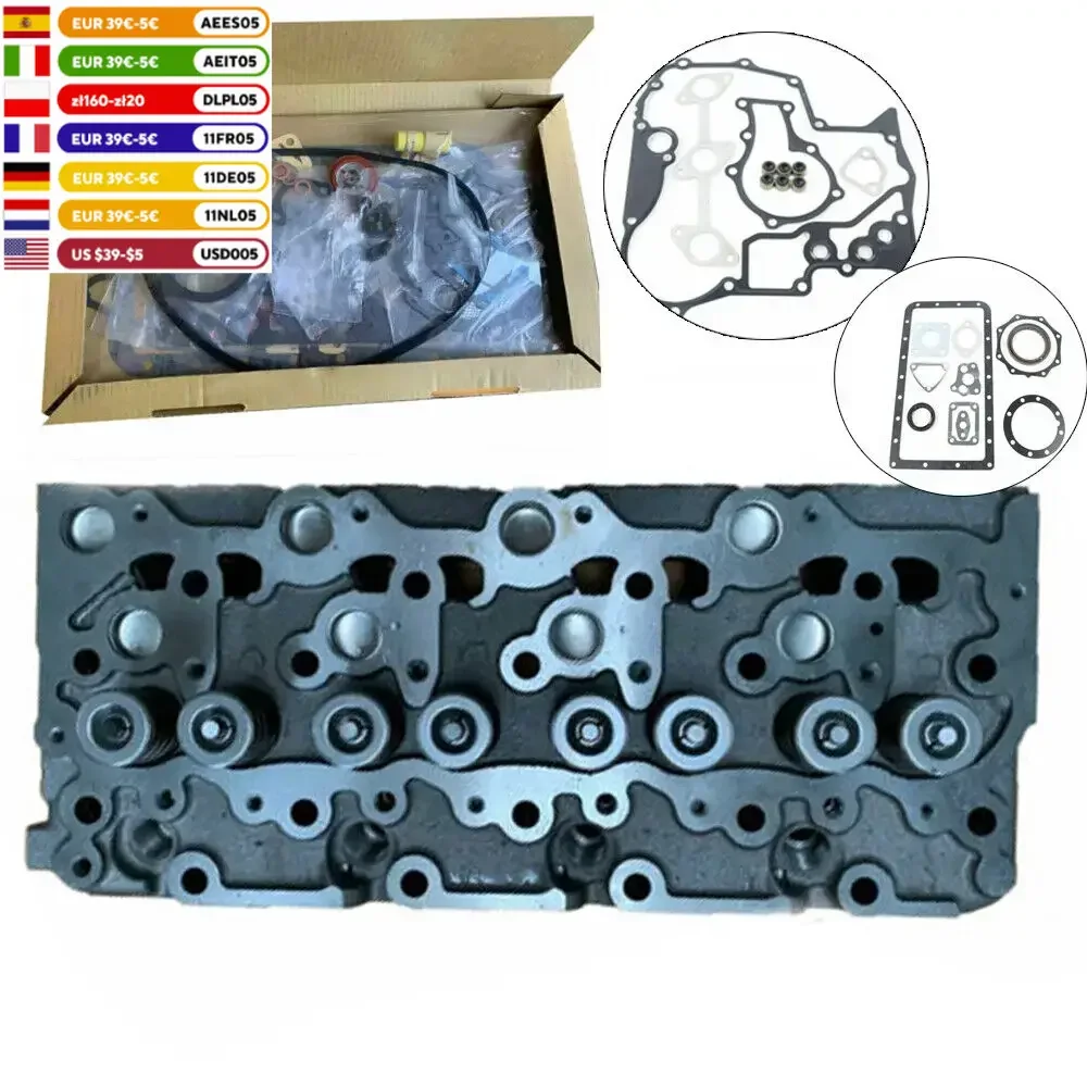 Cylinder Head+Gasket Set for Kubota V2203 Engine Bobcat 763 Engine V2203T Cylinder and Accessories