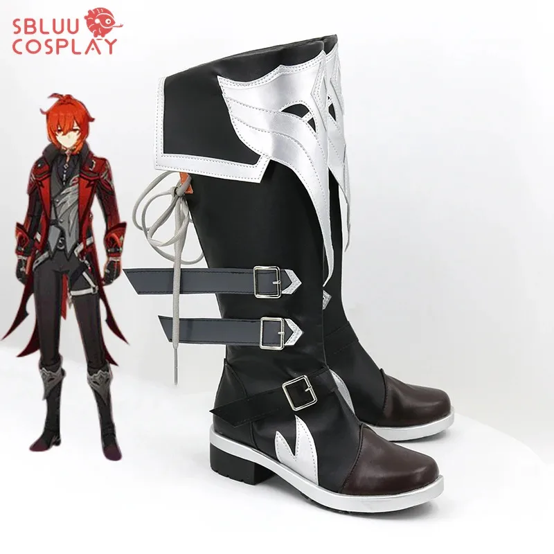 Genshin Impact Diluc 코스프레 신발 맞춤 제작 부츠;8,k'5;h.