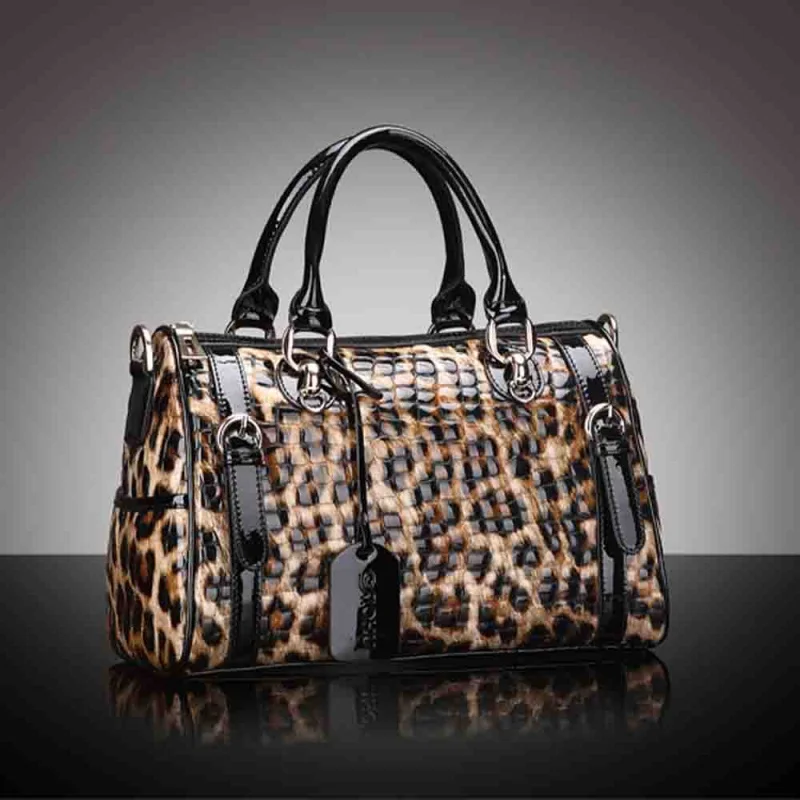 Retro Leopard Print Women Bag ladies Genuine Leather Luxury Shoulder Handbags and Purses Large Boston Tote bags 2024 Spring New