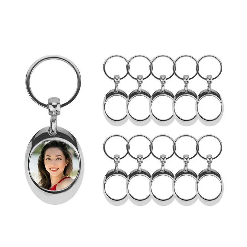 Universal Shopping Trolley Cart Token Keychain Sublimation Blank Key Token Keyring Charm Metal Pendant For Heat Transfer Print