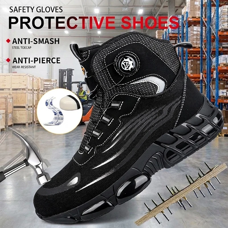 High Cut Mesh Upper TPU Sole Twist Lock Steel Cap Puncture Proof Safety Shoes Unisex Work Shoes Protective Shoes