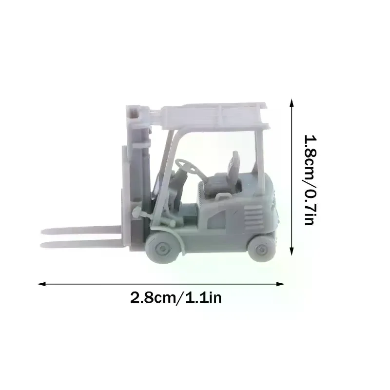 Kit de modelo de empilhadeiras e caminhões elevadores em escala 1/144, veículo de construção realista, brinquedo, mini modelo de empilhadeira de carro de engenharia