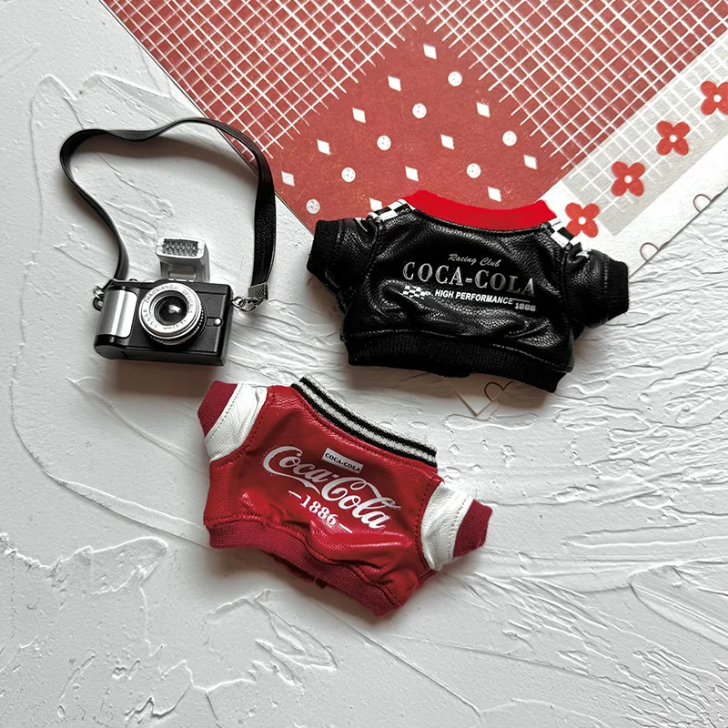 

For labubu Clothes Set Mini Leather Jacket, Handsome Baseball Uniform Handmade Clothes Set Advanced Fashion Designer Gift