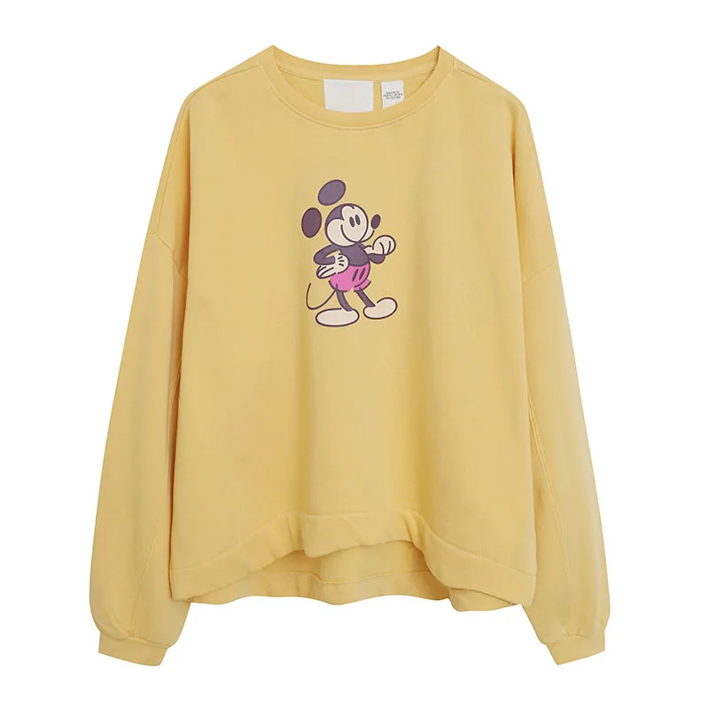 Disney Sweatshirt Women Casual O Neck Pullover Tops Mickey Mouse Cartoon Long Sleeve Loose Jumper Streetwear Femme 5 Colors