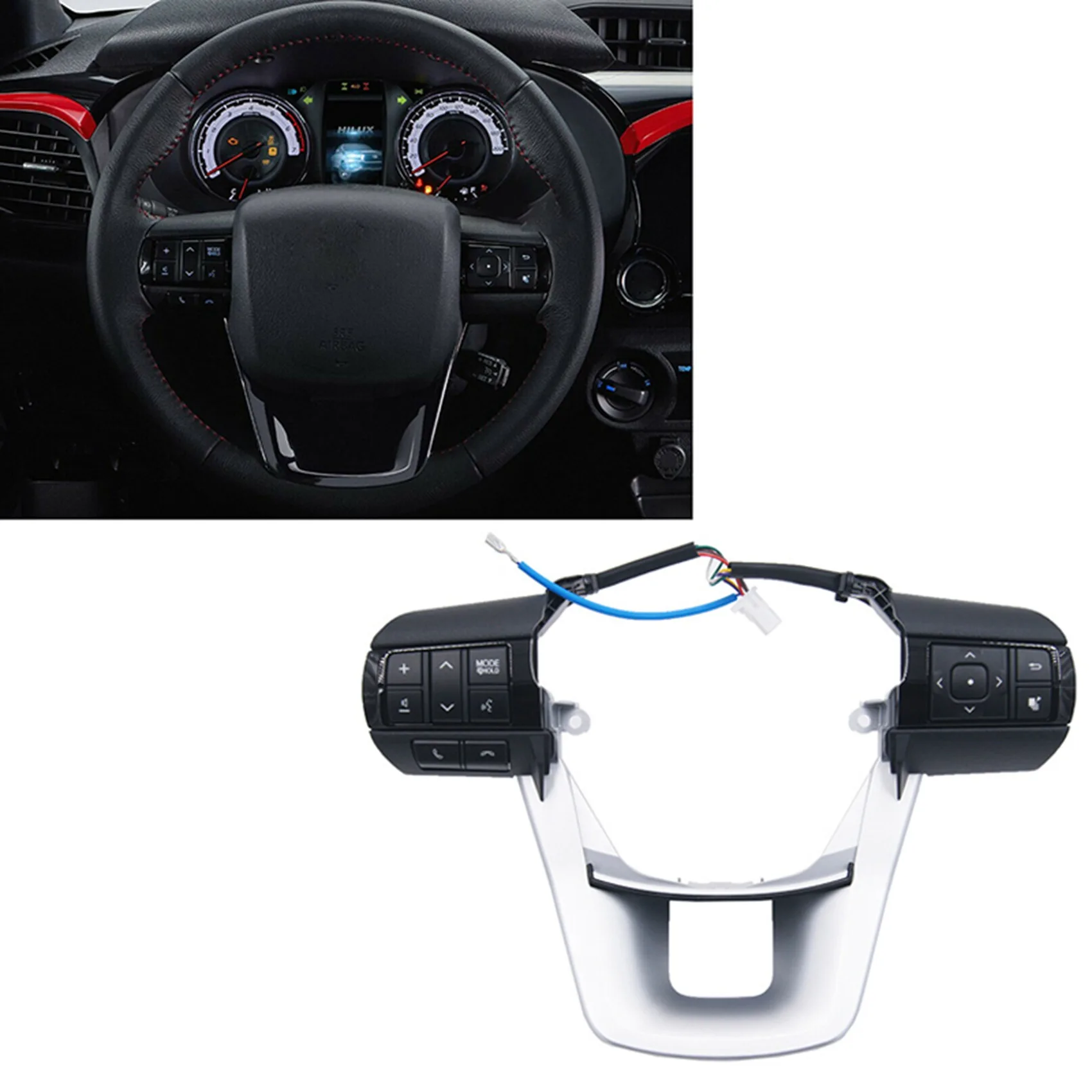 

4X Audio Mode Control Switch Multifunctional Steering Wheel 84250-0E120 For Toyota Hilux Revo Rocco Fortuner 2015-2020