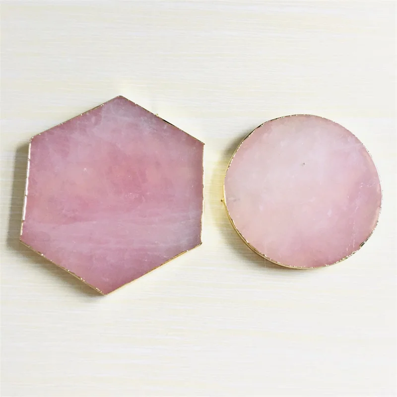 

Натуральные камни, круглый розовый кварц Coaster, исцеляющая полированная искусственная кожа, украшение для дома
