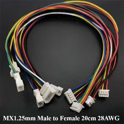 5/10/30/50Pcs/lot JST MX1.25 MX 1.25mm Wire Cable Connector 2/3/4/5/6 Pin 1.25MM Pitch Plug 20CM Wire Length 28AWG
