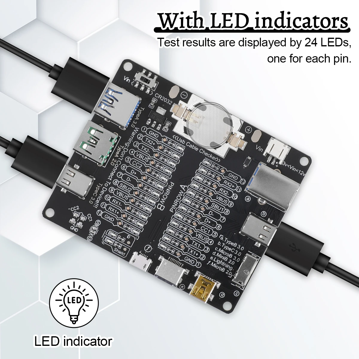 PCB Short Circuit On-off Switch USB Line Data Tester Tool And LED Indicators Will Display Function With Shell