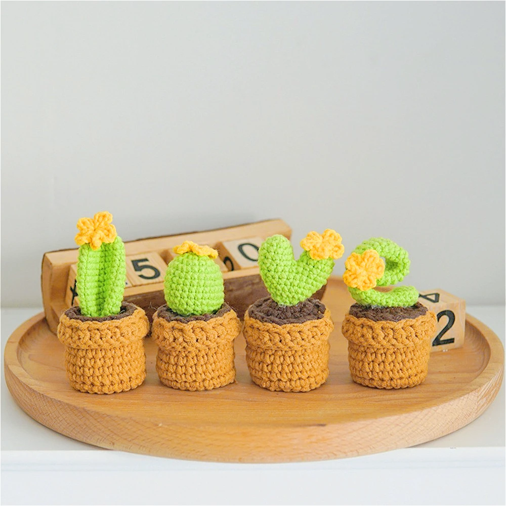 

LOVE Letter Cactus Pot Set Creative Crocheted Ornament Car & Home Decoration Items Desktop Decor Festival Gifts