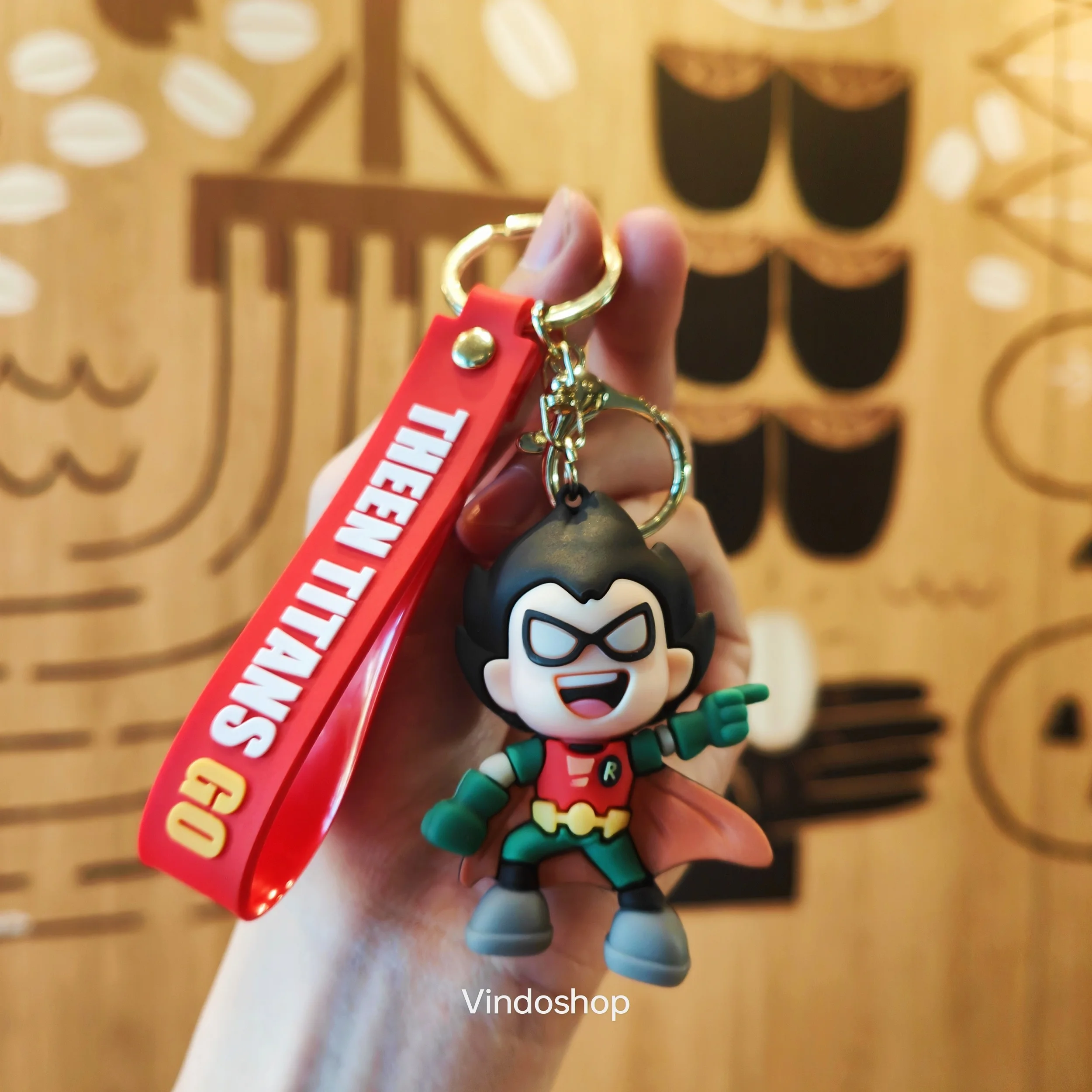 Teen Titans GO Keychain PVC Doll Anime Keychain Keyring Accessories Toys Children Birthday Gifts