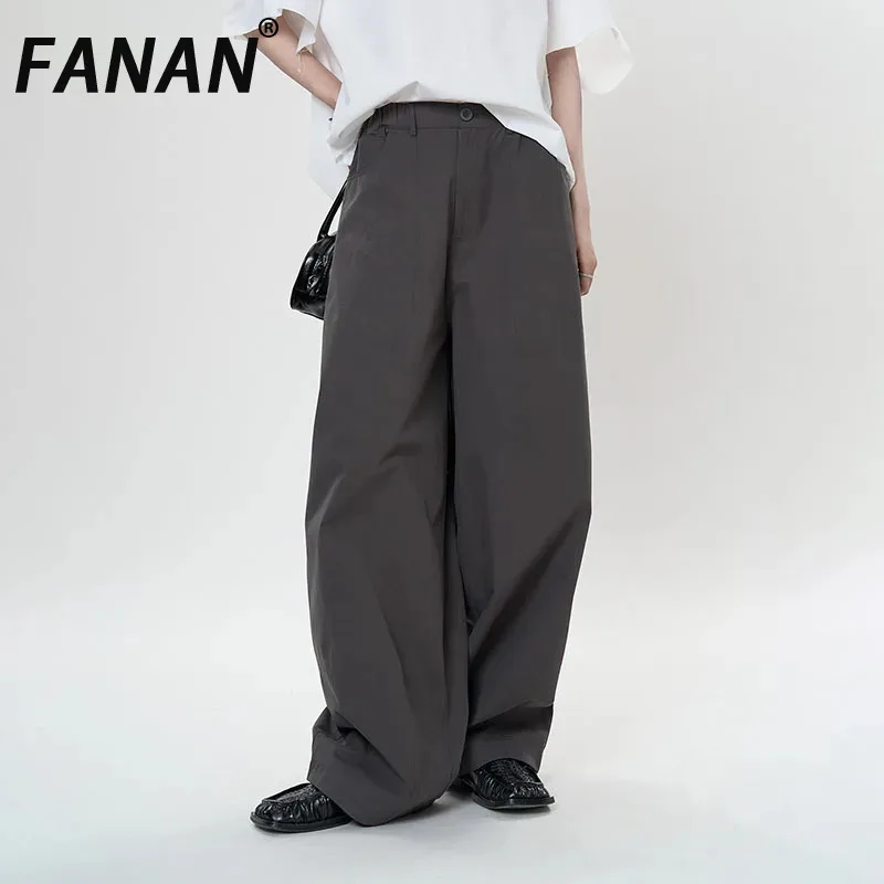 

FANAN Office Lady Wide Leg Pants For Women Solid High Waist Straight Straight Temperament Female Clothing 2025 Summer New