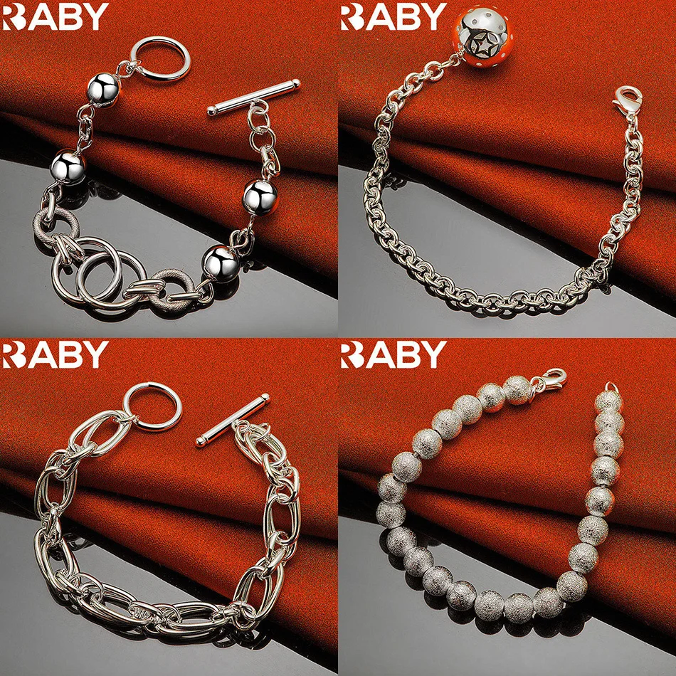 

URBABY 925 Sterling Silver Bracelets For Women Men Anniversary Gift Popular Wild Fashion Romantic Jewelry
