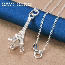 Fashion 925 Sterling Silver 16-30 Inches Fine Eiffel Tower Necklace For Women Charm Wedding Engagement Gift Temperament Jewelry