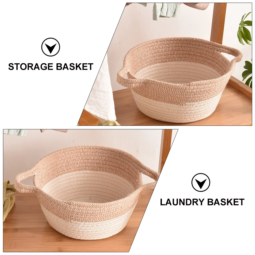 

Weaving Craft Storage Basket Cotton Rope Laundry Basket For Home Use Large Capacity Dirty Clothes Organizer Dual Handle