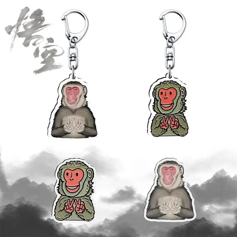 Cartoon Black Myth Wukong Creative Keychians Acrylic Key Chain Badge Backpack Decoration Pendant Gamer Fans Peripheral Gift Toys