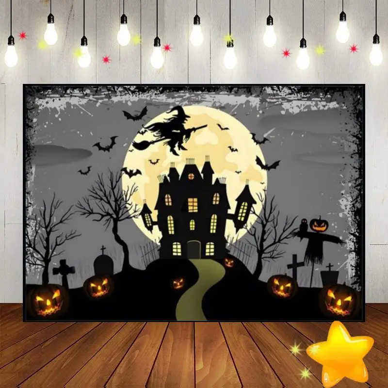 Halloween Party Custom Birthday Backdrop Background Gloomy Woods Graveyard Photography Backdrops Spooky Baby Shower Decoration