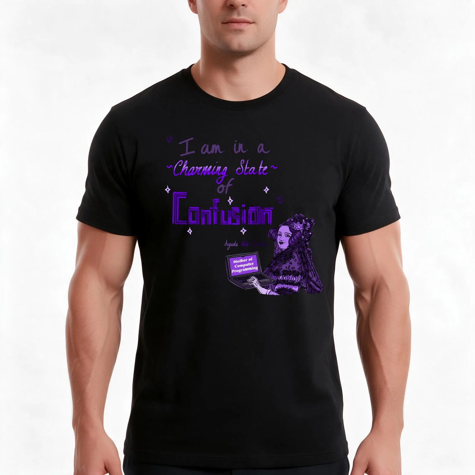 I am in a charming state of confusion Augusta Ada Lovelace T-Shirt, Summer Casual Cotton Tee, Oversized Streetwear Tops