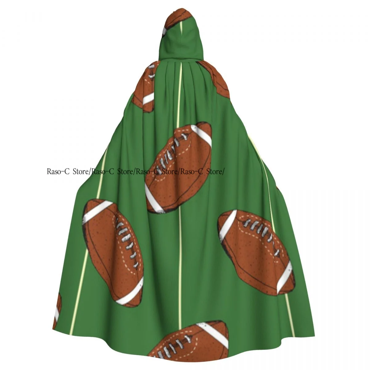 Football Rugby Ball Hooded Cloak Polyester Unisex Witch Cape Costume Accessory