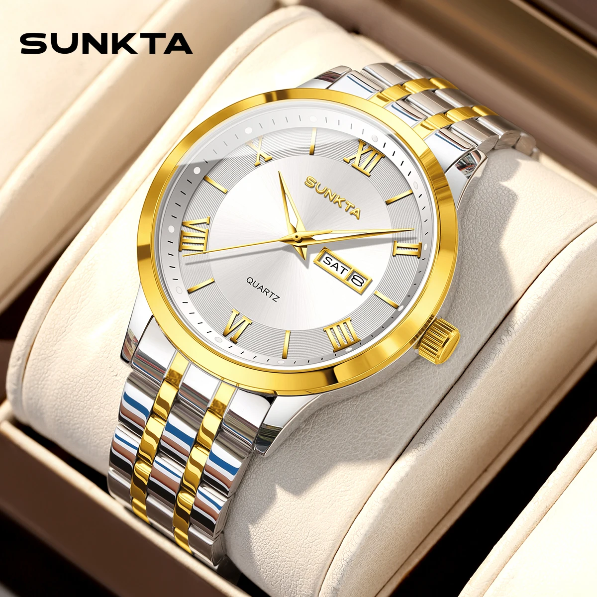 SUNKTA Neue 2026 Top Herrenuhr Luxus Quarzuhr Leuchtende Mode Wochentagsanzeige Uhren Geschenk für Männer Relogio Masculino+BOX