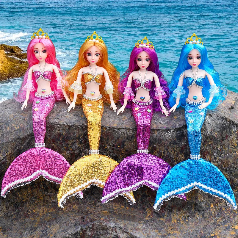 

High Quality 42cm BJD Mermaid Doll Set Princess Doll 3D Eyes Articulated Removable Fashion 1/3 Dressable Girl Toy Birthday Gift