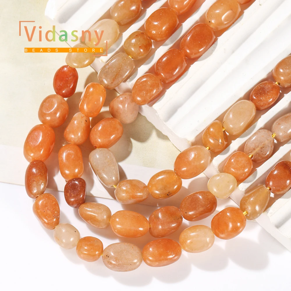 8-10mm Naturstein Roter Aventurin Unregelmäßige Ovale Lose Perlen für Schmuckherstellung Handgefertigte DIY Armbänder Zubehör – Detail 4