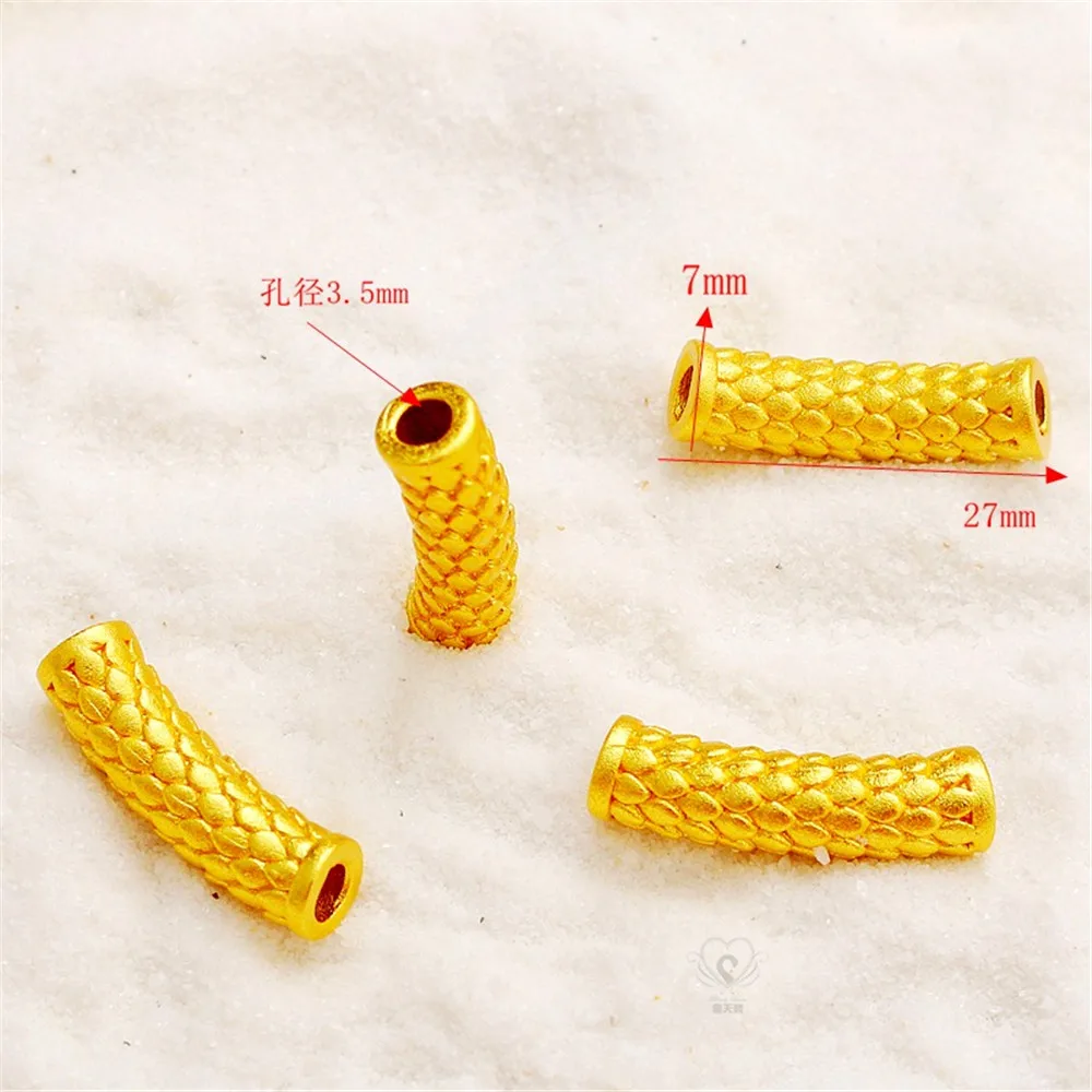 18K Gold-coated Dragon Scale Pattern Through Hole Connecting Rod, Pipe Bending Bracelet, DIY Jewelry Accessories, Progress