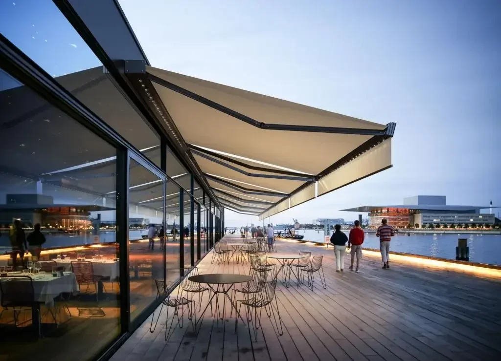 

For Fully Automatic Louvered Roof Waterproof Awning Aluminium Retractable Arm Modern Outdoor Sunshade Four Seasons Setup