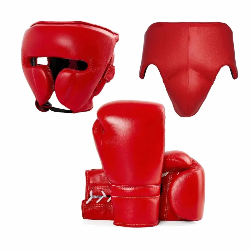 Custom Name Boxing Equipment Set Multicolor Muay Thai Kick Training Gloves Head Gear Groin Protection Cowhide Waterproof