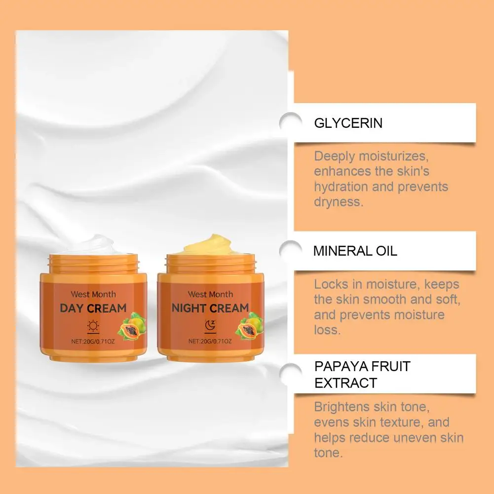 البابايا كريم تبييض أساسي إزالة النمش تفتيح التصبغ الداكن مجموعة تنعيم البقع مجموعة كريم ترطيب الوجه #4