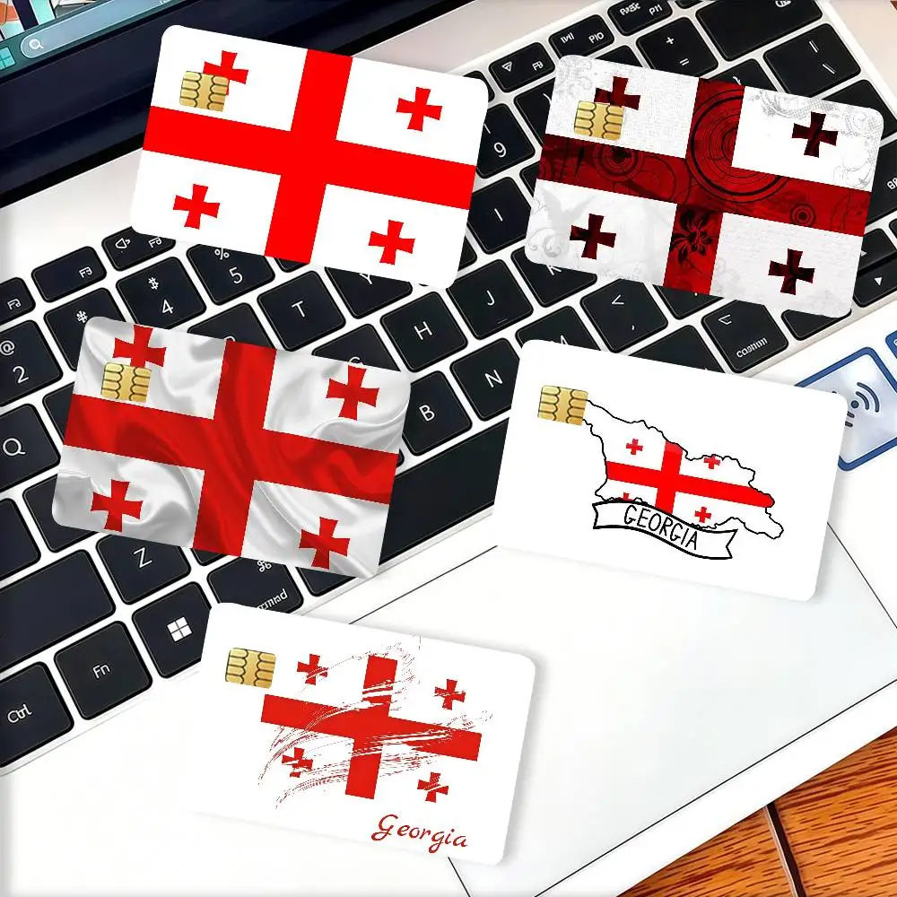 Flag G-Georgia Credit Card Decorative Card Stickers Suitable For Bank Cards Metro Transit Anti-scratch Gift 4PCS