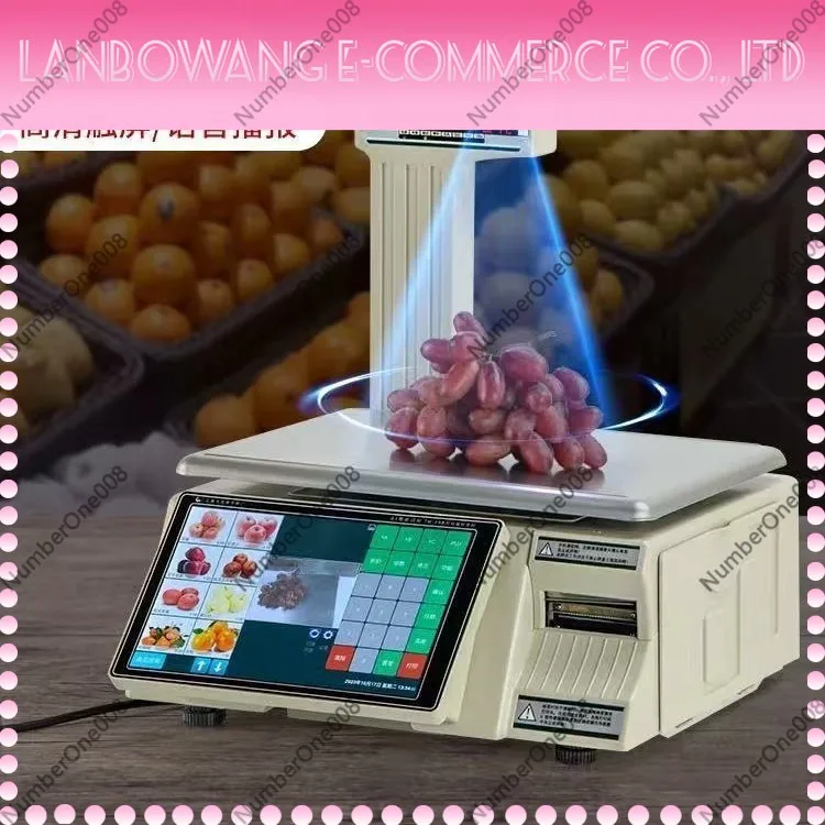 AI Smart Recognition Barcode Scale 30kg Label Printing Weighing Scale for Supermarket Fruit Store Retail POS Dropshipping