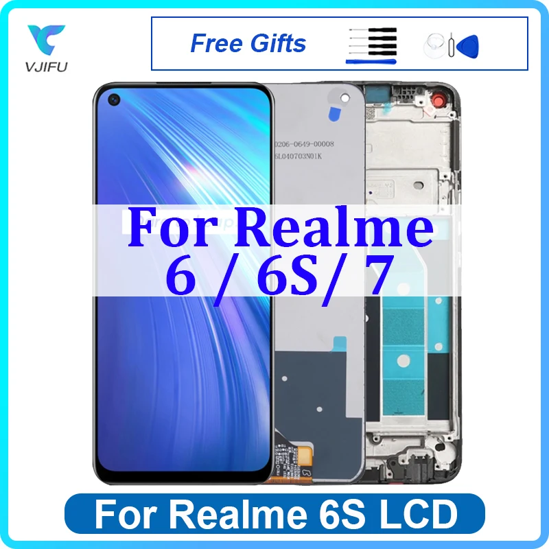 

6.5'' Original Screen For OPPO Realme 6 6S 7 4G LCD Display Touch Screen RMX2001 RMX2002 RMX2155 Digitizer Replace With Frame