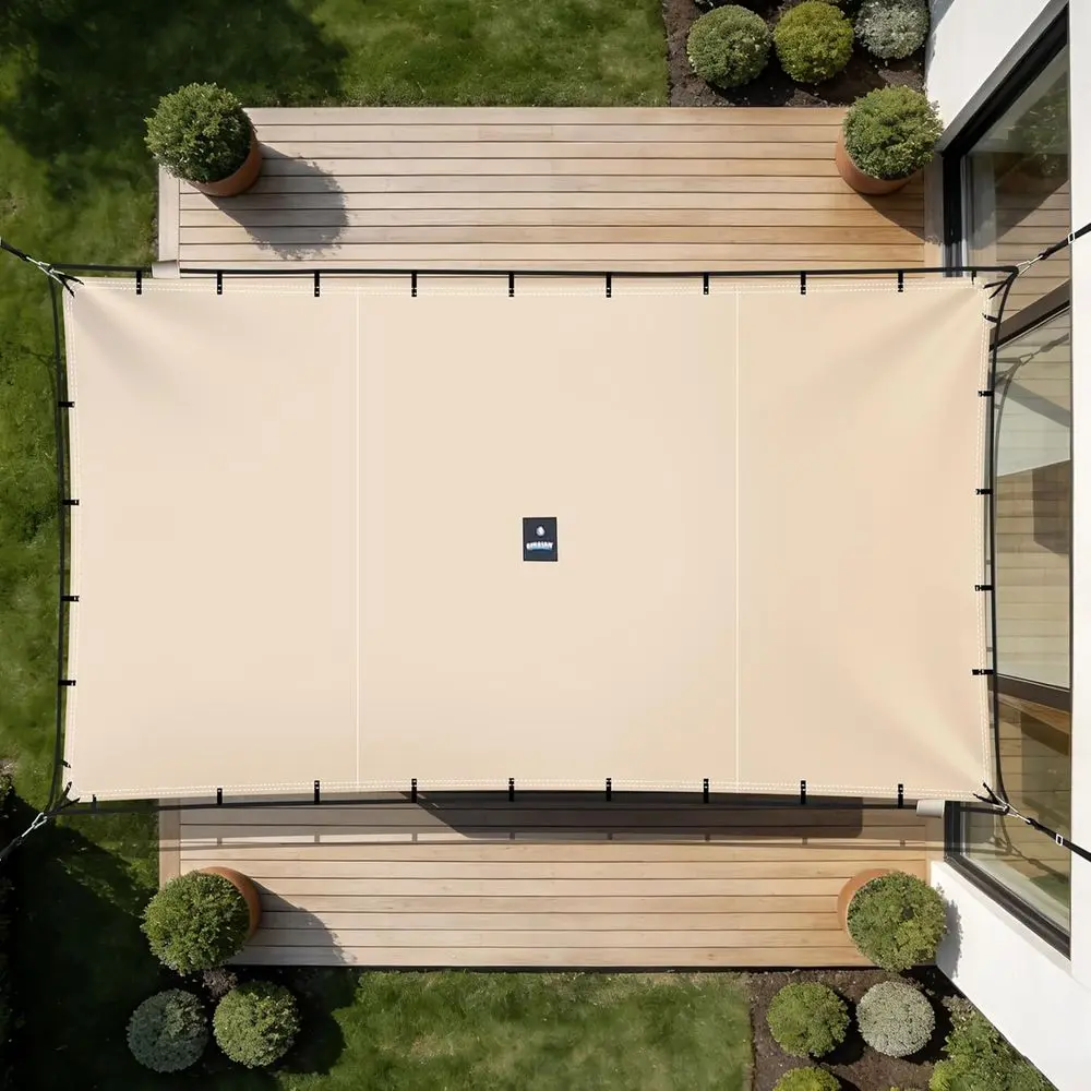 10'x13' Waterproof Double-Rope 500D UV Block Sunshade Sail for Backyards, Patios, and Gardens - Beige