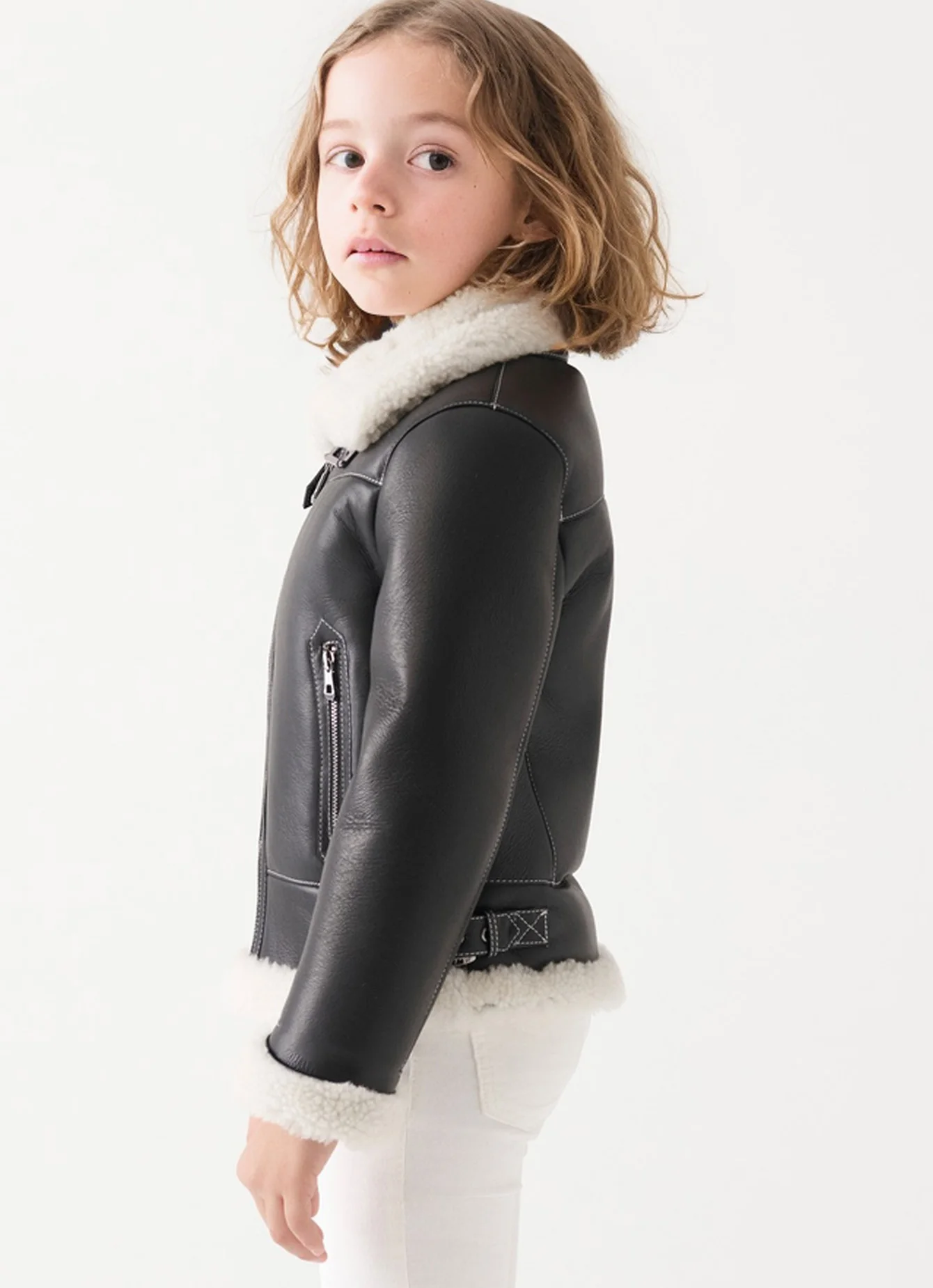 Boys Girls Leather Jackets Children winter Motorcycle Faux Leather Fleece Lined Zipper Coats