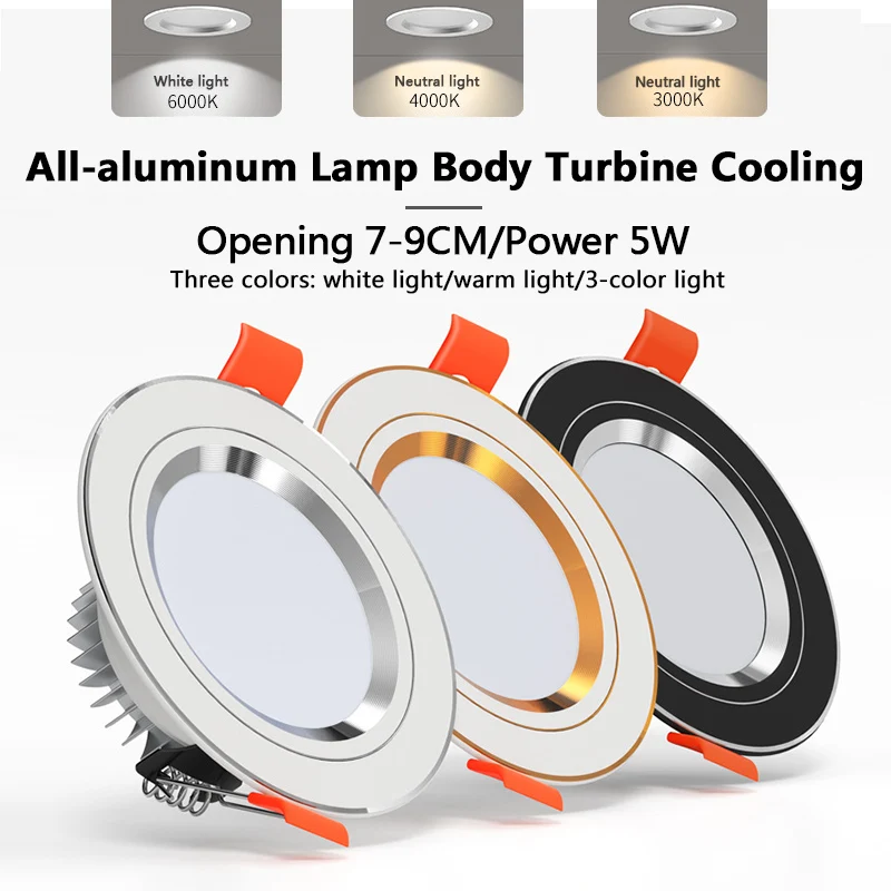 

Светодиодный потолочный светильник для домашнего использования/черный/золотой/серебристый/белый корпус 5 Вт Встраиваемый светодиодный светильник переменного тока 220 В 230 В 240 В для внутреннего светодиодного прожектора DIY