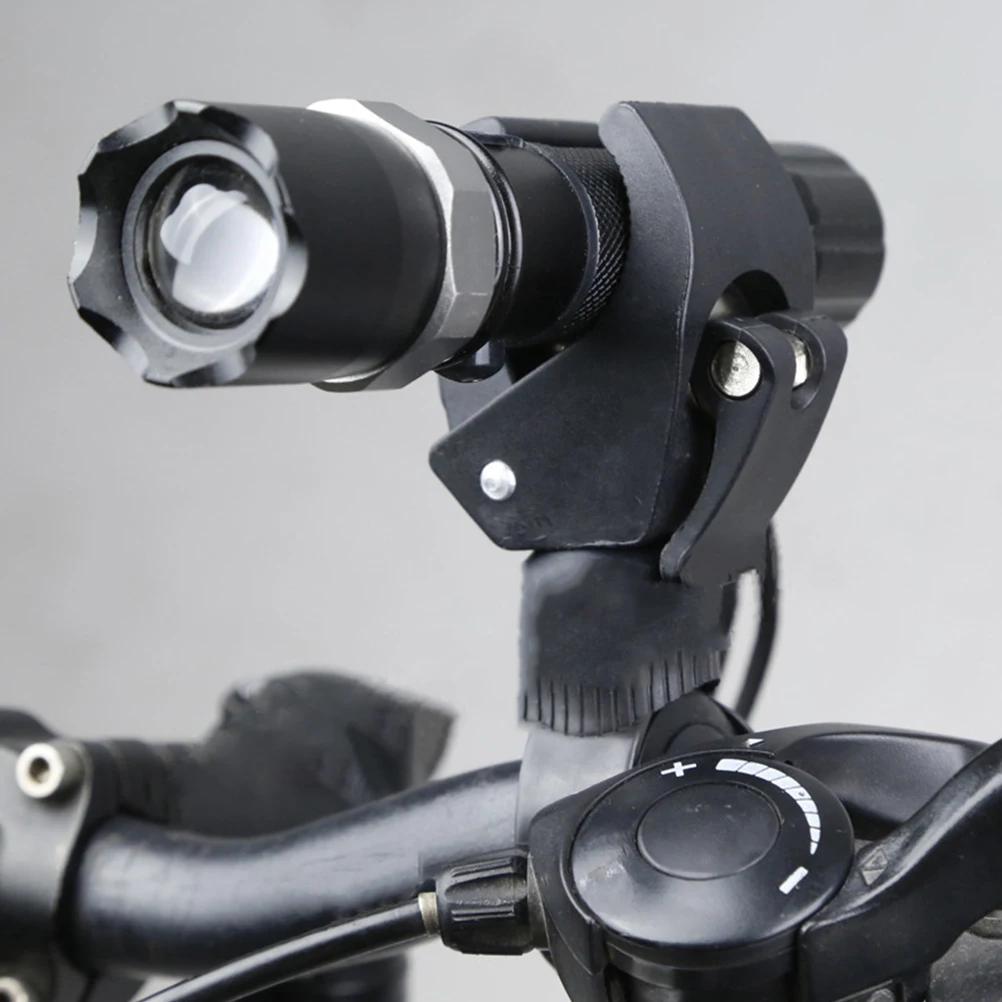 

Bike Flashlight Holder Rotatable Black ABS Mounting Bracket Lightweight Durable Light Stand for Cycling Night Riding 360 Degree