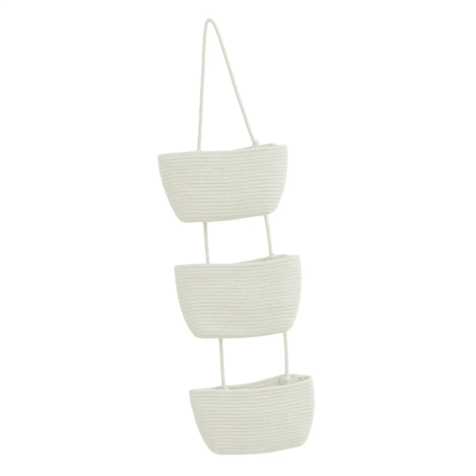 Multifunctional Wall Hanging Basket Cotton Rope over Door Storage 3 Tier Organizer for Home Bathroom Kids Room Toy Rack