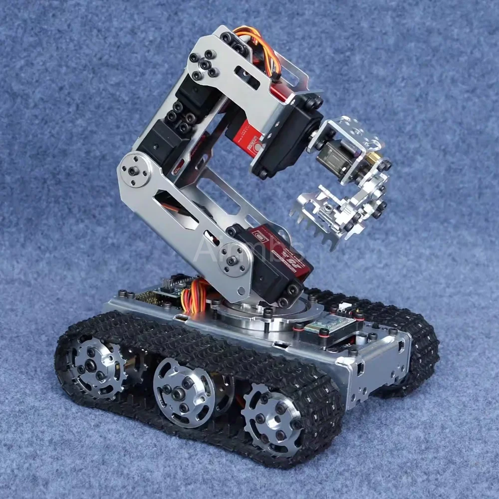 金属製モバイルタンクシャーシ、ロボットアームクロー付きロボットカー、Arduino、20KGデジタルサーボモーター、DIYメーカー競技