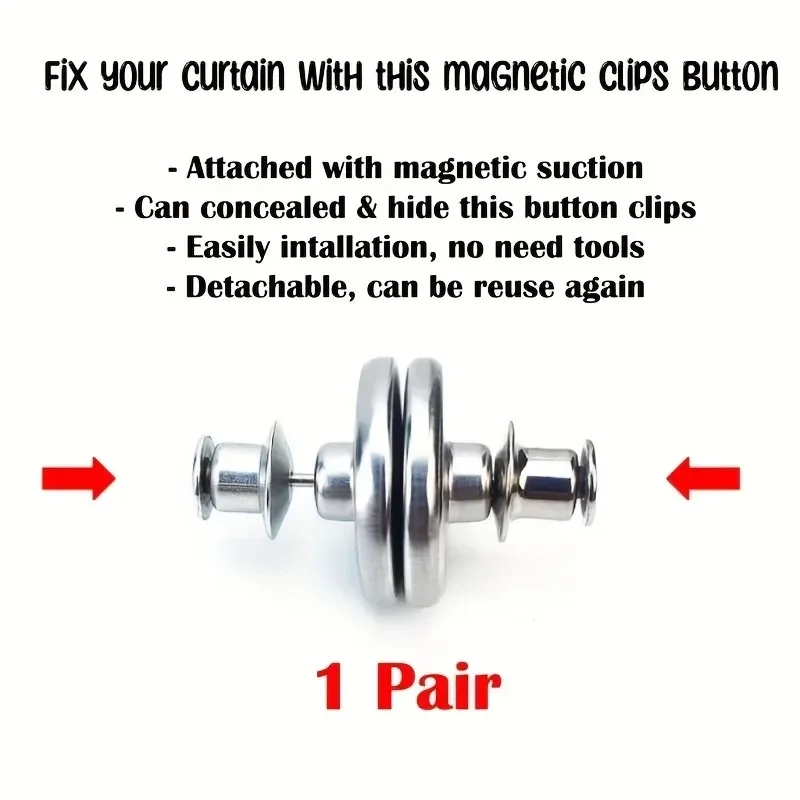 12/20 Pairs of Curtain Magnet Ties with Back Nails Modern Simple Suitable for Bedroom Office Curtain Magnetic Button Accessories image 4