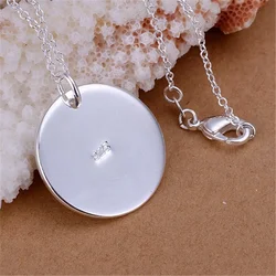 925 sterling Silver charm Round card Pendant Necklace For Women man fashion party wedding accessories Jewelry Christmas gifts