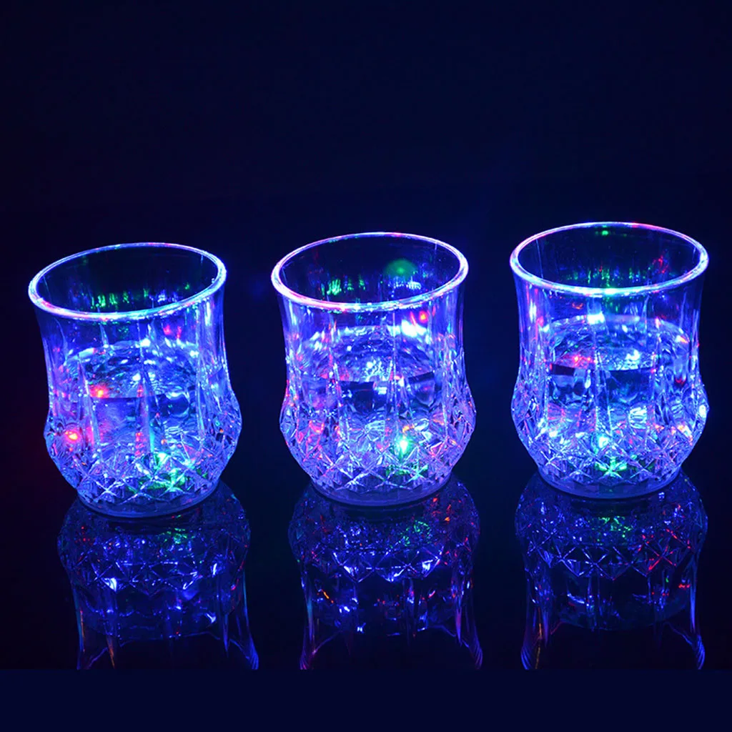 LED Automatic Flashing Cut-glass Style Cup Multi-color Light Up Mug Wine Beer Glass Whisky Drink Cup Bar Club Party Christmas