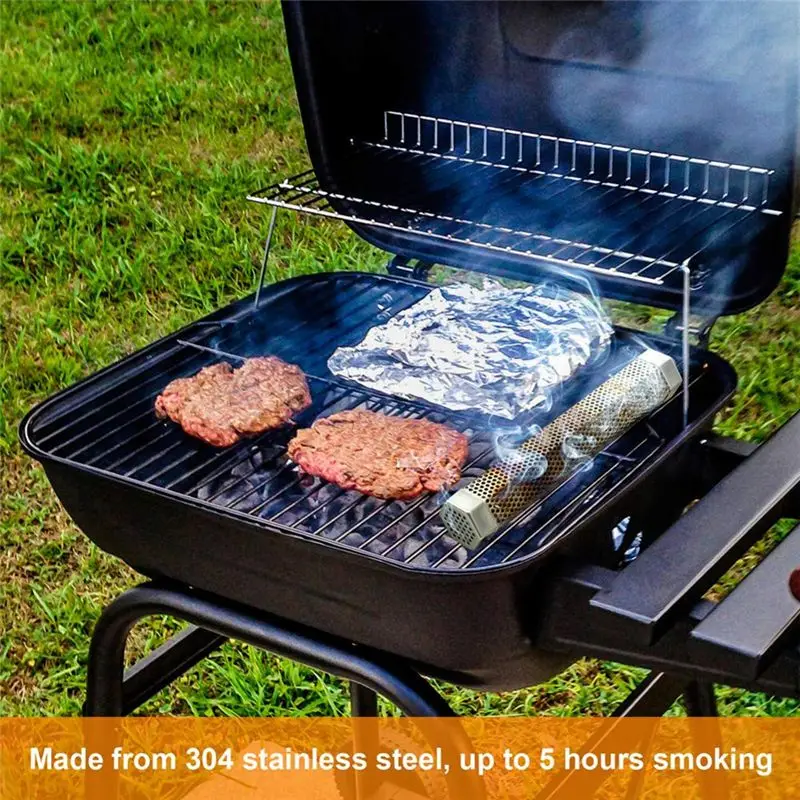 A69P-12 In Pellet Smoker Tube Set 5 Hour Smoke Tube Generator For Hot Cold Smoking Grill Made Of Heavy Duty Stainless Steel