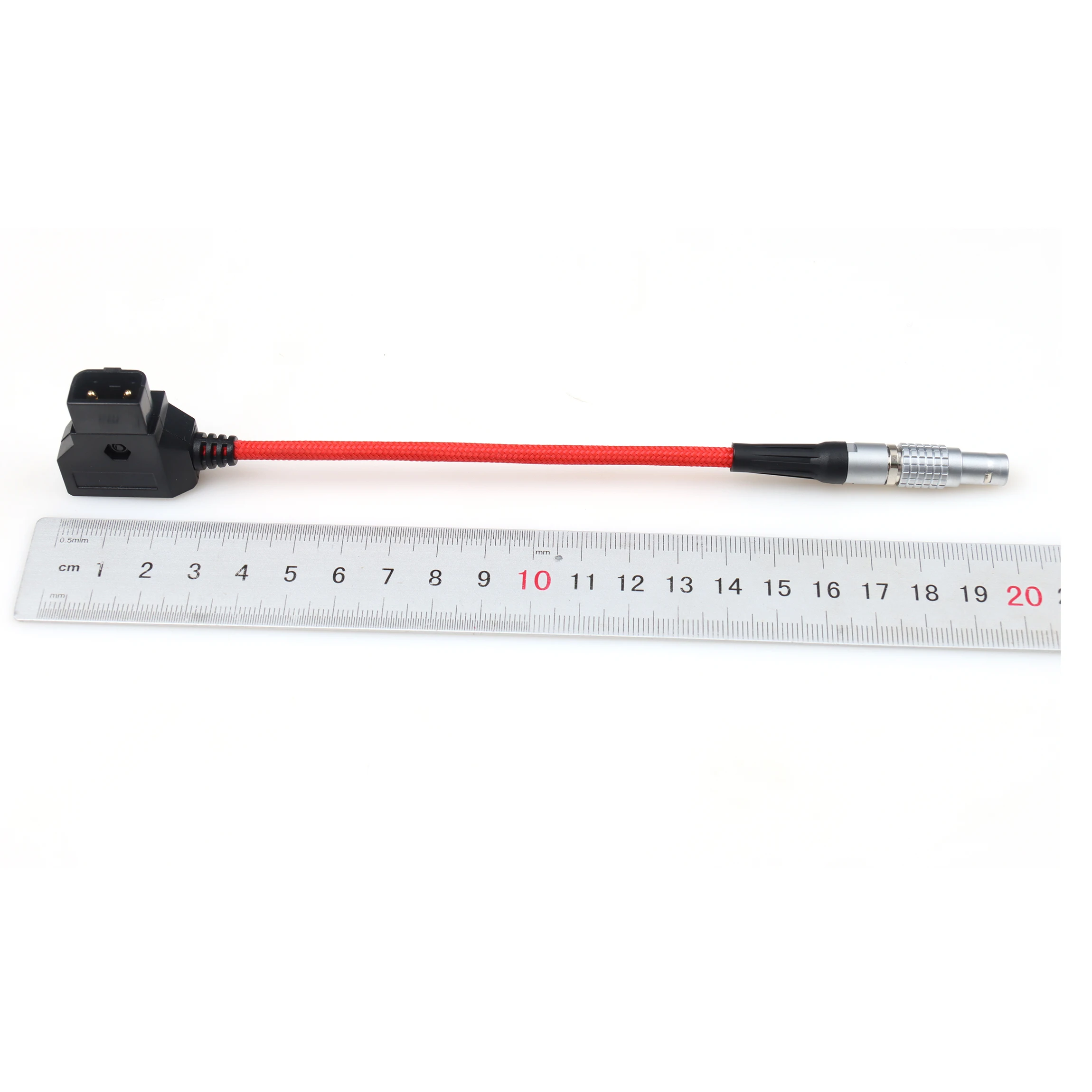 13cm/5.12inch red D-tap Male to 2-Pin FGG 0B Male Power Cable Nylon Braided Durable Connector Cable for Teradek Z Cam Blackmagic