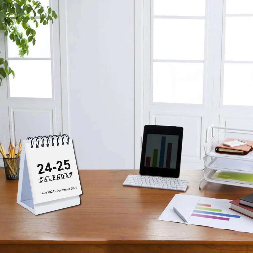 2024-2025 Retro Simple Solid Color Desk Calendar Desktop Daily Organizer Calendar Paper Mini Agenda Stand Table Planner Yea O1N6