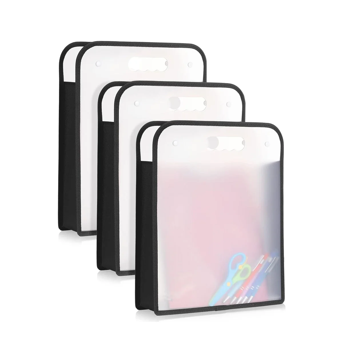 

3 шт. органайзер для бумаги для скрапбукинга, 3 упаковки черных расширяемых бумажных папок с ручками