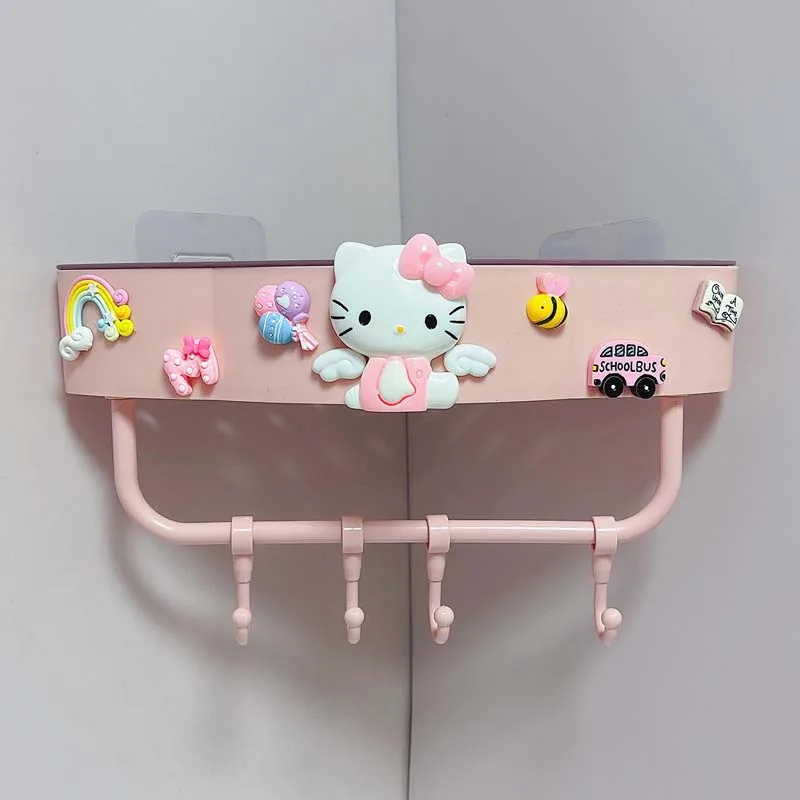 Sanrio Storage Rack Hello Kitty My Melody Cartoon Creative Bathroom Storage Box Punch-Free Storage Rack Towel Hook Student Gift